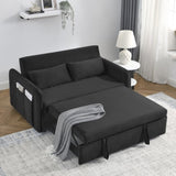55" Modern Convertible Sofa Bed with 2 Detachable Arm Pockets, Velvet Loveseat Sofa with Pull Out W119363989