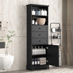 ZUN Black Tall Storage Cabinet with 3 Drawers and Adjustable Shelves for Bathroom, Study, Office and WF323347AAB