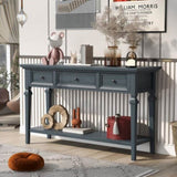 ZUN Classic Retro Style Console Table with Three Top Drawers and Open Style Bottom Shelf, Easy Assembly 41543820
