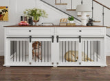 63'' Large Dog Crate Furniture for Double Dog, Wooden Dog Kennel with 2 Drawers,Divider and Sliding 39155818