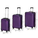 3-in-1 Portable ABS Trolley Case 20" / 24" / 28" Purple 19658160