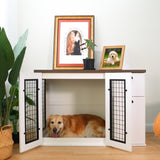 ZUN Furniture style dog cage, wooden dog cage, double door dog cage, side cabinet dog cage, Dog crate 75985217