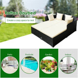 White Outdoor Rattan Daybed with Upholstered Cushions 87294660