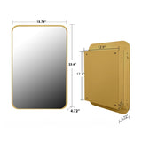 16x24 Inch Recessed Metal Framed Medicine Cabinet Mirror and Adjustable Shelves Wall Mirror W1435P191606