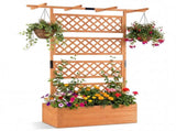 72" Raised Garden Bed with Lattice Trellis, 4.8 Cu.Ft Fir Wood Planter Box with Drainage Holes for 95390124