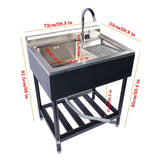 23.8 Stainless Steel Utility Sink Laundry Tub Sink with Cold and Hot Water Faucet for Laundry Room 07673887