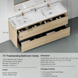 72" Freestanding Bathroom Vanity with Double Sinks, Bathroom Storage Vanity Cabinet with Stone Resin W1573P211193