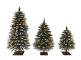 3Pack PreLit Snow Flocked Pencil Christmas Tree Set, 3FT/ 4FT/ 5FT Slim Artificial Xmas Trees with N710P523031F