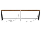 2 Pack 39.4" Narrow Console Sofa Table with Power Outlets and USB Ports, Long Couch Table with Metal 27547211
