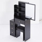 Small Size Left Bedside Cabinet Vanity Table Cushioned Stool, Extra Large Sliding Mirror, Multi W936P226030