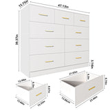 ZUN FCH 9 Drawer Double Dresser for Bedroom, Wide Storage Cabinet for Living Room Home Entryway,White 34963972