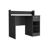 Computer Desk with Top Open Shelf, 1-Drawer and 2-Storage Shelves, Smokey Oak B097133208