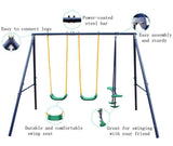 ZUN Metal Swing Set Outdoor with Glider for Kids, Toddlers, Children 19618894