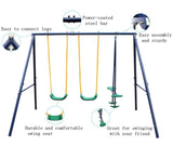 Metal Swing Set Outdoor with Glider for Kids, Toddlers, Children 79158586