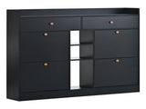 ON-TREND Modern Tipping Bucket Shoe Cabinet with 4 Flip Drawers, Multifunctional 2-Tier Shoe Storage WF300851AAB
