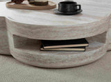 31.5" Clover Round Faux Marble Coffee Table No Assembly Required, Anti-Slip Raised Edge, Open W2664P462015