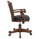 Black and Tobacco Upholstered Game Chair with Casters B062P145543