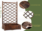 Wood Planter Raised Garden Bed with Trellis, 67 Inch Height Outdoor Garden Flower Standing Planter 45093764