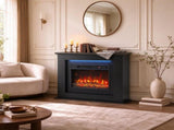 40" Electric Fireplace TV Stand with Mantel, LED Strip & Adjustable Flame for Up to 55" TVs, Black 23537237