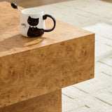 43.31 Inch Faux Burl Wood Pattern Decal Coffee Table,Rectangle Mid-Century Modern Table for Living W2582P343958