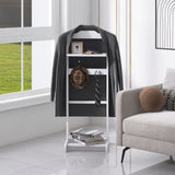 Accent Portable Garment Rack,Clothes Valet Stand with Storage Organizer,White Finish W760P178208