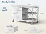 Rolling File Cabinet with Adjustable Shelf 3 Fabric Drawers Lockable Wheels, White 66477705