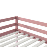 Solid Wooden, Rubber Wooden Twin Loft Bed with Ladder, Bed Platform of Strengthened Slats, Pink W504P190960