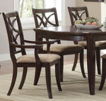 ZUN Wooden Side Chairs Set of 2 Elegant Back Design Fabric Upholstery Cherry Finish Formal Dining B01143650