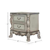Solid Wood Nightstand with 2 Drawers in Vintage Bone White Finish B016P256472