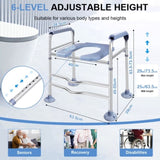 Raised Toilet Stool With Handle, Weight 400 LBS, Adjustable Height, Bottom Suction Cup, Smooth And 94460976