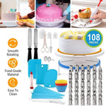 ZUN Aluminium Cake Decorating Kits Supplies,108Pcs Cake Decorating Supplies Kit Revolving Cake Table 26749383