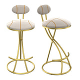 Round Bar Stools S-shaped Stripe Kitchen Stool Set of 2 Modern Velvet Upholstered Counter Chair for W1757P345494