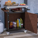 Outdoor Grill Cart with Stainless Steel Tabletop, Storage, Patio Kitchen Island with Wheels, Hooks, W1422P212119
