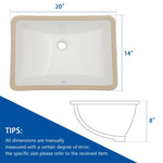 ZUN Bathroom Sink Rectangle Deep Bowl Pure White Porcelain Ceramic Lavatory Vanity Sink Basin with W122552210