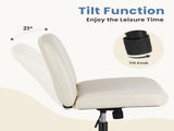 PU leather Armless Office Chair Criss Cross Legged Chair with Wheels, Beige 83019500