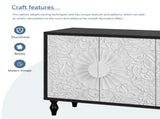Vintage White Large Faceted Carved And Spliced Doors Combined With Black Frames For TV Stand W1445P164173