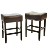 ZUN 26" Backless Counter Stools, 2-Pcs Set, Brown 57052.00BRN