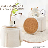 Storage Ottoman Foot Rest Round Footstool Teddy Velvet Footrest Vanity Stool White 63267981