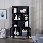 ZUN 67" Bookcase with Doors, 3-tier Bookshelf, Coffee W96539590