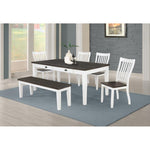 ZUN White and Espresso Rectangular Dining Bench B062P153585