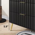 ZUN Black Modern 6 Drawers for Living Room for Hallway with Gold Handles Bedroom Chest of Drawers 07801475