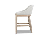 Newport 30.5" Coastal Curved Back Upholstered Barstool, Two-Tone Neutral Gray Polyester Wool Blend B2719P391775