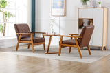 ZUN Accent Chairs Set of 2 with Table, Mid Century Modern Accent Chair, Wood and Fabric Armchairs 03533300