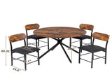 4 Seater Round Dining Table Set with Cross Legs, 1 Table and 4 Chairs, MDF with Melamine Veneer, 26247129
