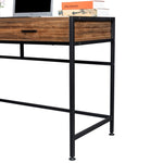 ZUN 106*50*75cm Retro Wood Table Top Black Steel Frame Particle Board Two Drawers Computer Desk Can Be 49804738