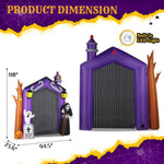 ZUN 9.8 FT Halloween Inflatables Haunted House Castle Archway Outdoor Decorations, Scary Halloween Giant 03459375