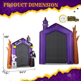 ZUN 9.8 FT Halloween Inflatables Haunted House Castle Archway Outdoor Decorations, Scary Halloween Giant 03459375