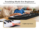 Black 61-Key Digital Piano Keyboard with Light-Up Teaching Mode, 200 Rhythms & Dual Keyboard 72117689