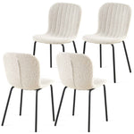 ZUN Off White Boucle Chairs Set of 4,Mid-Century Modern Upholstered PU Leather Chairs,for Kitchen W1164P205385