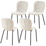 ZUN Off White Boucle Chairs Set of 4,Mid-Century Modern Upholstered PU Leather Chairs,for Kitchen W1516P230620